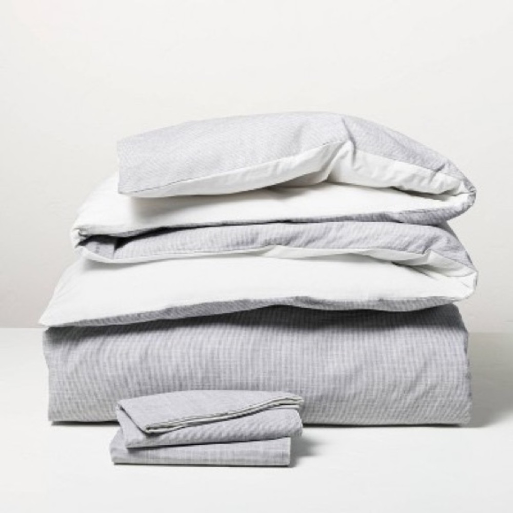 Hearth and Hand with Magnolia - Microstripe F/Q Duvet & Sham Set - Railroad Gray